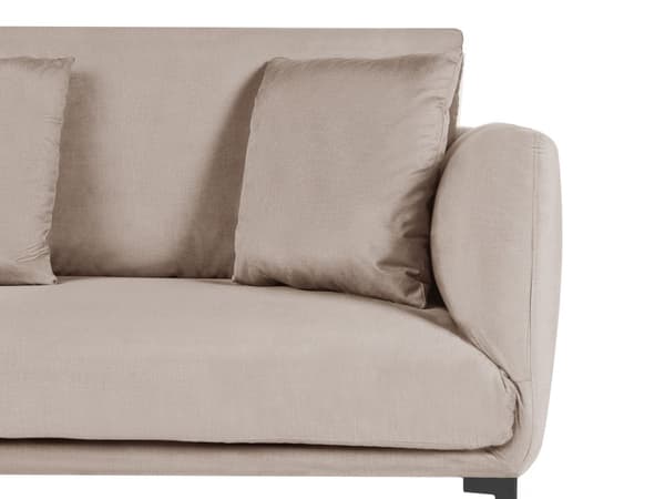 Sofa Beige Fløyelstrekk Metallben med Puter Moderne Design