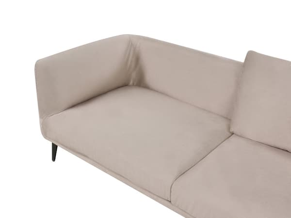 Sofa Beige Fløyelstrekk Metallben med Puter Moderne Design