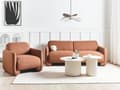Miniatyrbilde 2 av 11: Sittegruppe Gyllenbrun Polyesterstoff 3-seters sofa Lenestol Retro stil Stue Sofagruppe