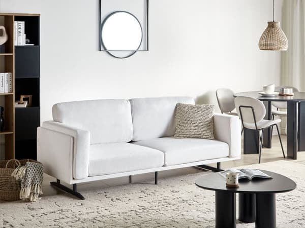 Sofa Hvit Stofftrekk Metallben Moderne Design Stil til Stue