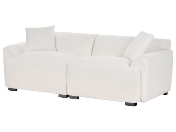 Sofa Hvid Boucle 3 Personers Bred Flydersofa til Stue Stofsofa Moderne Siddemøbel med Ekstra Rygpuder Designsofa