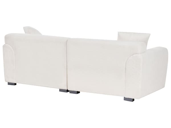 Sofa Hvid Boucle 3 Personers Bred Flydersofa til Stue Stofsofa Moderne Siddemøbel med Ekstra Rygpuder Designsofa