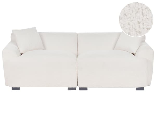 Sofa Hvid Boucle 3 Personers Bred Flydersofa til Stue Stofsofa Moderne Siddemøbel med Ekstra Rygpuder Designsofa