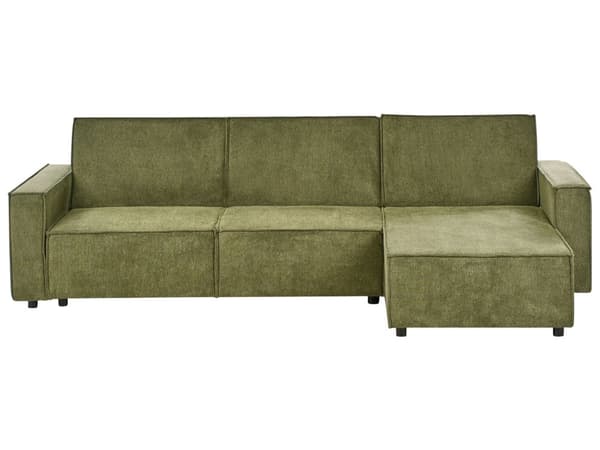 Sovesofa med Chaiselong Grøn 3 Personers Sofa L Formet Hjørnesofa Sofaseng Blød Stofsofa Design Hjørnesovesofa Venstrevendt Flydersofa