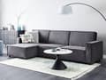 Miniatyrbillede 2 af 11: Sovesofa med Chaiselong Grå 3 Personers Sofa L Formet Hjørnesofa Dyb Sofaseng Blød Stofsofa Design Hjørnesovesofa Højrevendt Flydersofa