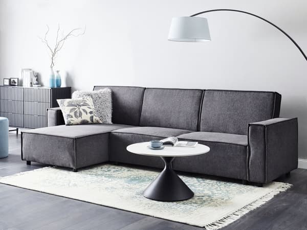 Sovesofa med Chaiselong Grå 3 Personers Sofa L Formet Hjørnesofa Dyb Sofaseng Blød Stofsofa Design Hjørnesovesofa Højrevendt Flydersofa