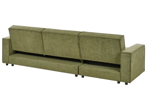 Sovesofa med Chaiselong Grøn 3 Personers Sofa L Formet Hjørnesofa Dyb Sofaseng Blød Stofsofa Design Hjørnesovesofa Højrevendt Flydersofa