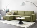 Miniatyrbillede 2 af 11: Sovesofa med Chaiselong Grøn 3 Personers Sofa L Formet Hjørnesofa Dyb Sofaseng Blød Stofsofa Design Hjørnesovesofa Højrevendt Flydersofa