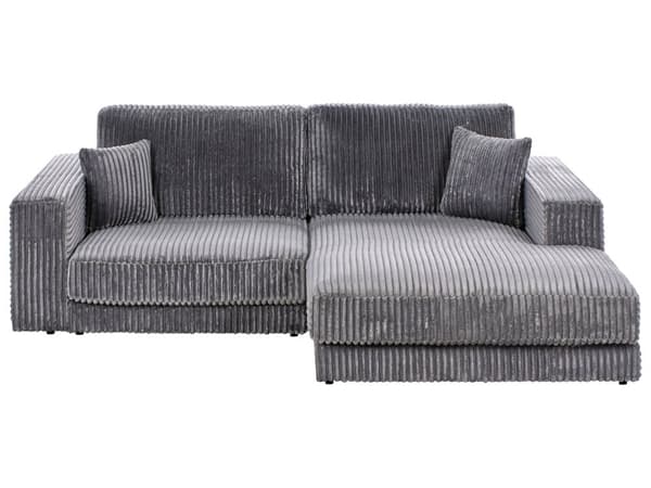Hjørnesofa med Chaiselong Grå Fløjl 4 Personers Sofa L Formet Dyb Sofahjørne Siddemøbel Blød Stofsofa Højrevendt Flydersofa