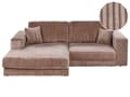 Miniatyrbillede 1 af 11: Hjørnesofa med Chaiselong Brun Fløjl 4 Personers Sofa L Formet Dyb Sofahjørne Siddemøbel Blød Stofsofa Højrevendt Flydersofa