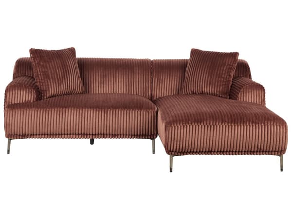 Venstrevendt Hjørnesofa Brun Kordfløyel 3-seter Mid-Century Moderne Stil