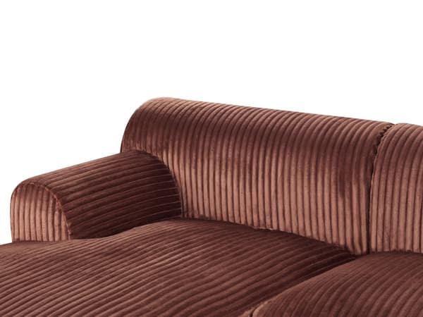 Venstrevendt Hjørnesofa Brun Kordfløyel 3-seter Mid-Century Moderne Stil