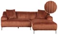 Miniatyrbilde 1 av 11: Venstrevendt Hjørnesofa Brun Kordfløyel 3-seter Mid-Century Moderne Stil