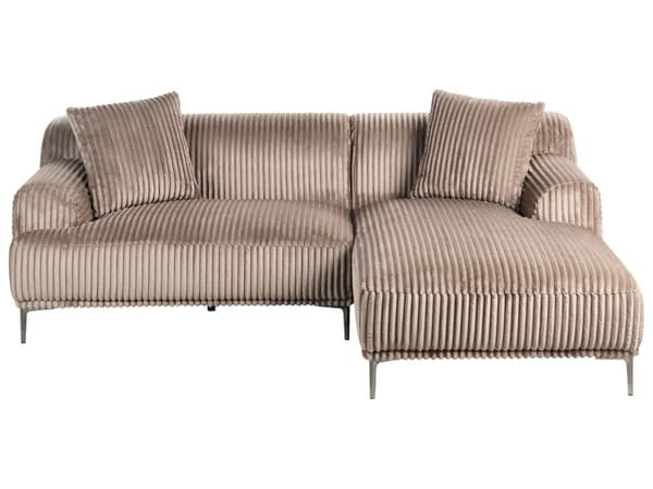 Venstre Hjørnesofa Lysebrun Kordfløyel 3-seter Mid-Century Moderne Stil
