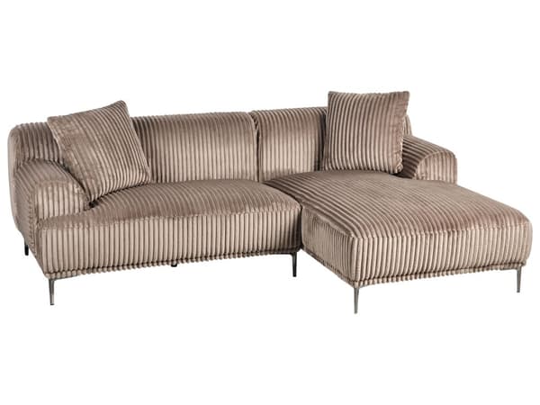 Venstre Hjørnesofa Lysebrun Kordfløyel 3-seter Mid-Century Moderne Stil