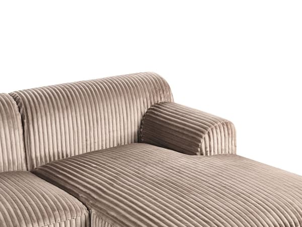 Venstre Hjørnesofa Lysebrun Kordfløyel 3-seter Mid-Century Moderne Stil