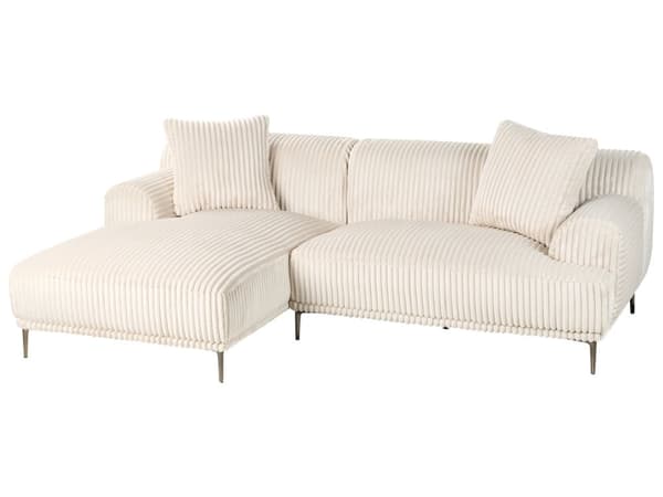 Venstrevendt Hjørnesofa Off-White Kordfløyel 3-seter Mid-Century Moderne Stil