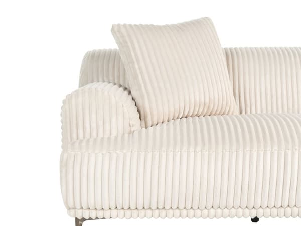 Venstrevendt Hjørnesofa Off-White Kordfløyel 3-seter Mid-Century Moderne Stil