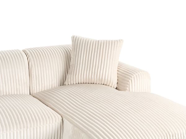 Venstrevendt Hjørnesofa Off-White Kordfløyel 3-seter Mid-Century Moderne Stil