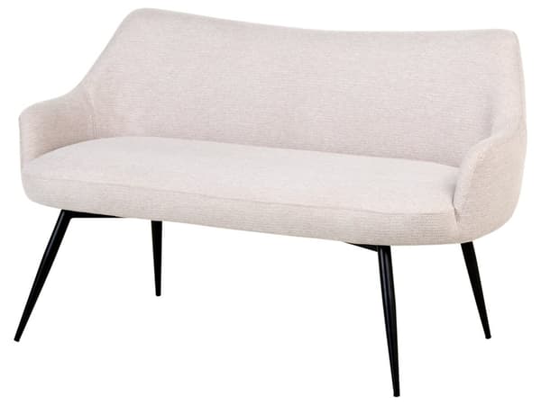 Kjøkken Sofa Beige Polyester Stoff Polstring 2-Seter Metallramme Svarte Ben Benk