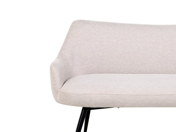 Kjøkken Sofa Beige Polyester Stoff Polstring 2-Seter Metallramme Svarte Ben Benk