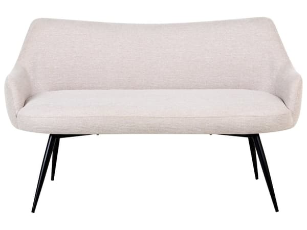 Kjøkken Sofa Beige Polyester Stoff Polstring 2-Seter Metallramme Svarte Ben Benk