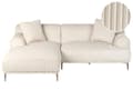 Miniatyrbilde 1 av 11: Høyrevendt Hjørnesofa Off-White Kordfløyel 3-seter Mid-Century Moderne Stil