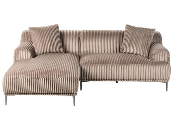 Høyre Hjørnesofa Lysebrun Kordfløyel 3-seter Mid-Century Moderne Stil