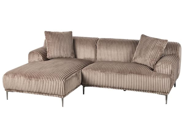 Høyre Hjørnesofa Lysebrun Kordfløyel 3-seter Mid-Century Moderne Stil