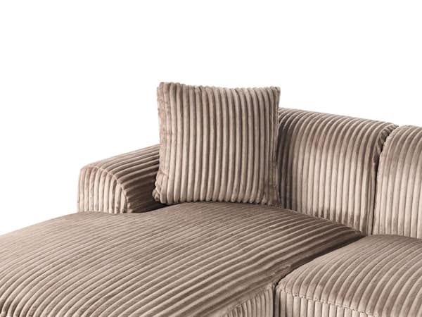 Høyre Hjørnesofa Lysebrun Kordfløyel 3-seter Mid-Century Moderne Stil