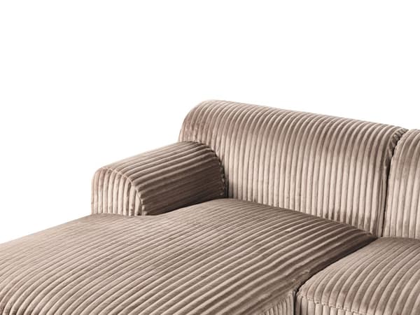 Høyre Hjørnesofa Lysebrun Kordfløyel 3-seter Mid-Century Moderne Stil