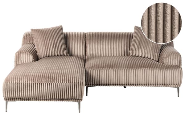 Høyre Hjørnesofa Lysebrun Kordfløyel 3-seter Mid-Century Moderne Stil
