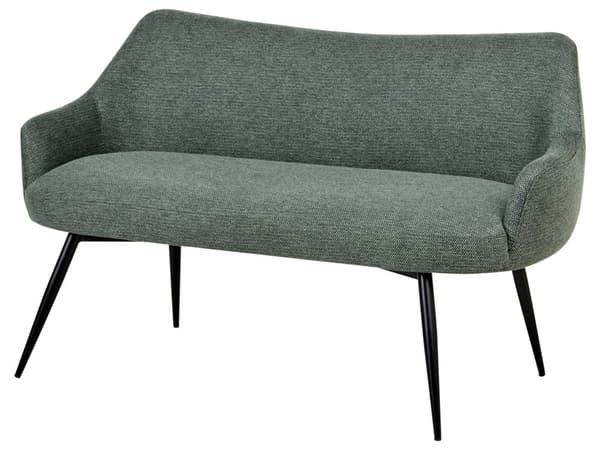 Kjøkken Sofa Grønn Polyester Stoff Polstring 2-Seter Metallramme Svarte Ben Benk