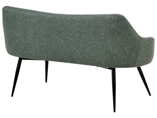 Kjøkken Sofa Grønn Polyester Stoff Polstring 2-Seter Metallramme Svarte Ben Benk