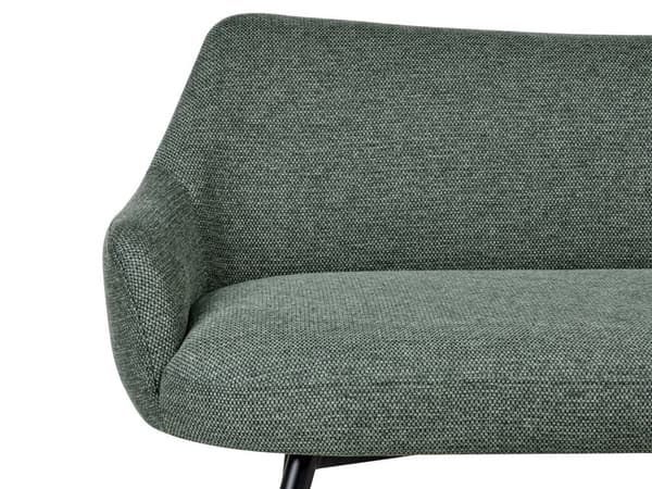 Kjøkken Sofa Grønn Polyester Stoff Polstring 2-Seter Metallramme Svarte Ben Benk