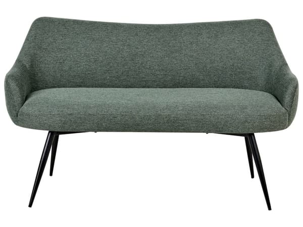 Kjøkken Sofa Grønn Polyester Stoff Polstring 2-Seter Metallramme Svarte Ben Benk
