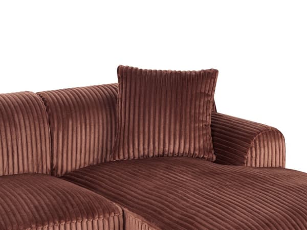 Høyrevendt Hjørnesofa Brun Kordfløyel 3-seter Mid-Century Moderne Stil
