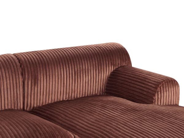 Høyrevendt Hjørnesofa Brun Kordfløyel 3-seter Mid-Century Moderne Stil