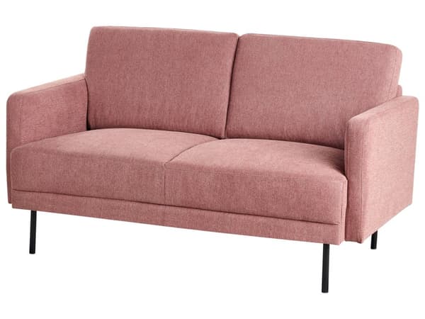 2-seters Sofa i Stoff Polyester Rosa Vannavvisende Sofa Metallben Vevd Polstret Rygg Minimalistisk Moderne