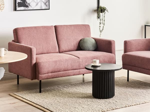 2-seters Sofa i Stoff Polyester Rosa Vannavvisende Sofa Metallben Vevd Polstret Rygg Minimalistisk Moderne