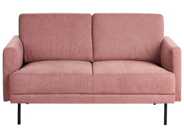 2-seters Sofa i Stoff Polyester Rosa Vannavvisende Sofa Metallben Vevd Polstret Rygg Minimalistisk Moderne