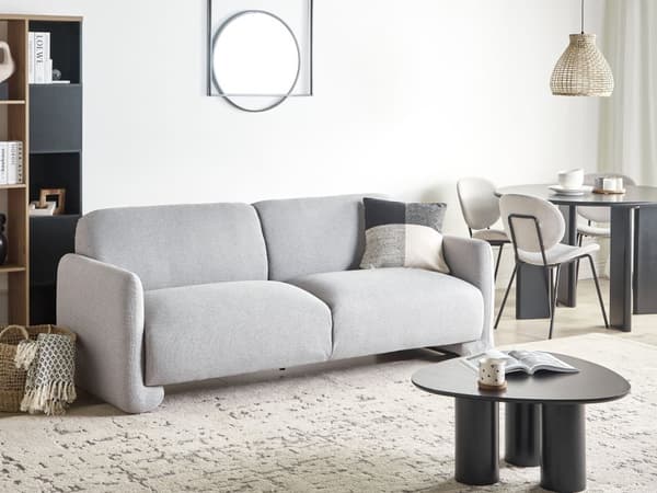 Grå 3-personers sofa betrukket med polyester bredt ryglæn armlæn stuemøbler i retrostil
