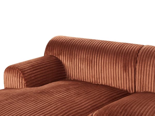 Hjørnesofa med Chaiselong Gyldenbrun Fløjl 3 Personers Sofa L Formet Dyb Sofahjørne Siddemøbel Blød Stofsofa Venstrevendt