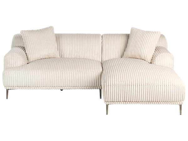 Hjørnesofa med Chaiselong Off White Fløjl 3 Personers Sofa L Formet Dyb Sofahjørne Siddemøbel Blød Stofsofa Venstrevendt