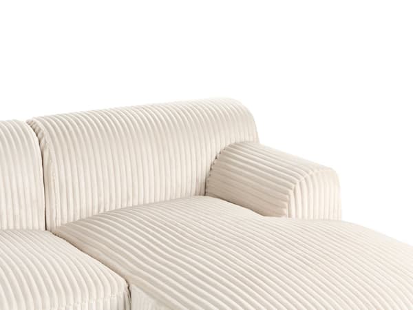 Hjørnesofa med Chaiselong Off White Fløjl 3 Personers Sofa L Formet Dyb Sofahjørne Siddemøbel Blød Stofsofa Venstrevendt
