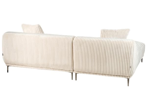 Hjørnesofa med Chaiselong Off White Fløjl 3 Personers Sofa L Formet Dyb Sofahjørne Siddemøbel Blød Stofsofa Højrevendt