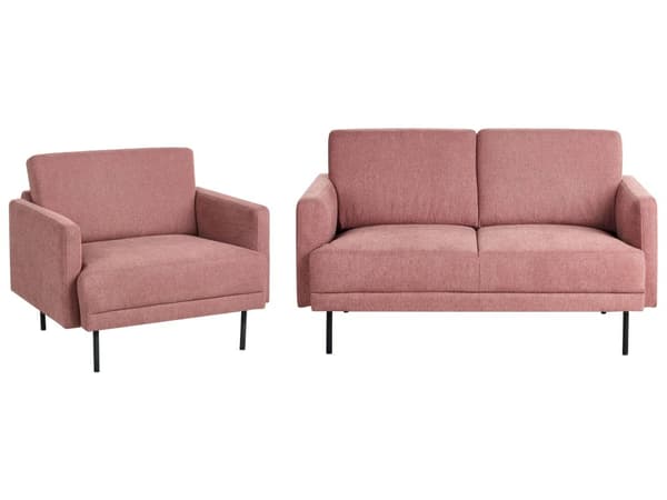 Sofagruppe Rosa Polyester 2-seters sofa Lenestol Metallben Vannavvisende stoff Minimalistisk og moderne stil Stue