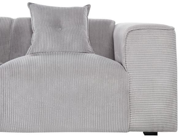 Høyre Hjørnesofa Lysegrå 3-seter Kordfløyel Polstring Ekstra Spredte Puter Moderne Stil