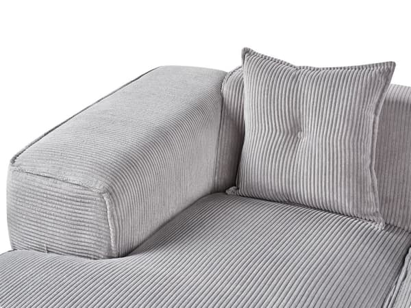 Høyre Hjørnesofa Lysegrå 3-seter Kordfløyel Polstring Ekstra Spredte Puter Moderne Stil