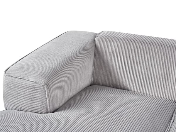 Høyre Hjørnesofa Lysegrå 3-seter Kordfløyel Polstring Ekstra Spredte Puter Moderne Stil